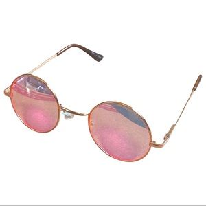 Round pink Pearl tint rose gold sunglasses